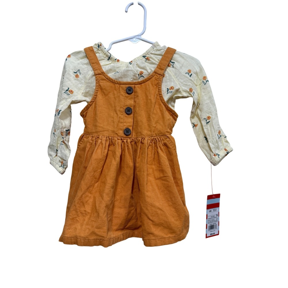 Cat & Jack Baby Girls Mustard Ditsy Floral Corduroy Jumper Set 12M NWT
